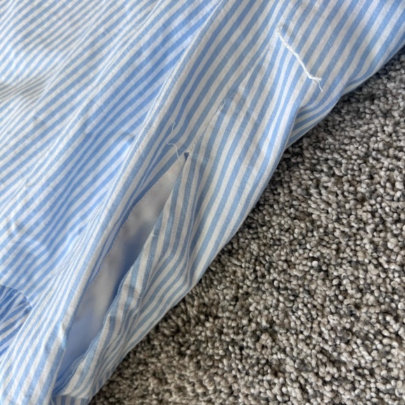 English Factory Puff Sleeve Round Neckline Midi Stripes Tiered Blue Dress Size S - Picture 13 of 15